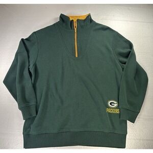 Green Bay Packers Sweater Mens Small Green GAMEDAY NFL 1990s 1/4 Zip Sweatshirt
